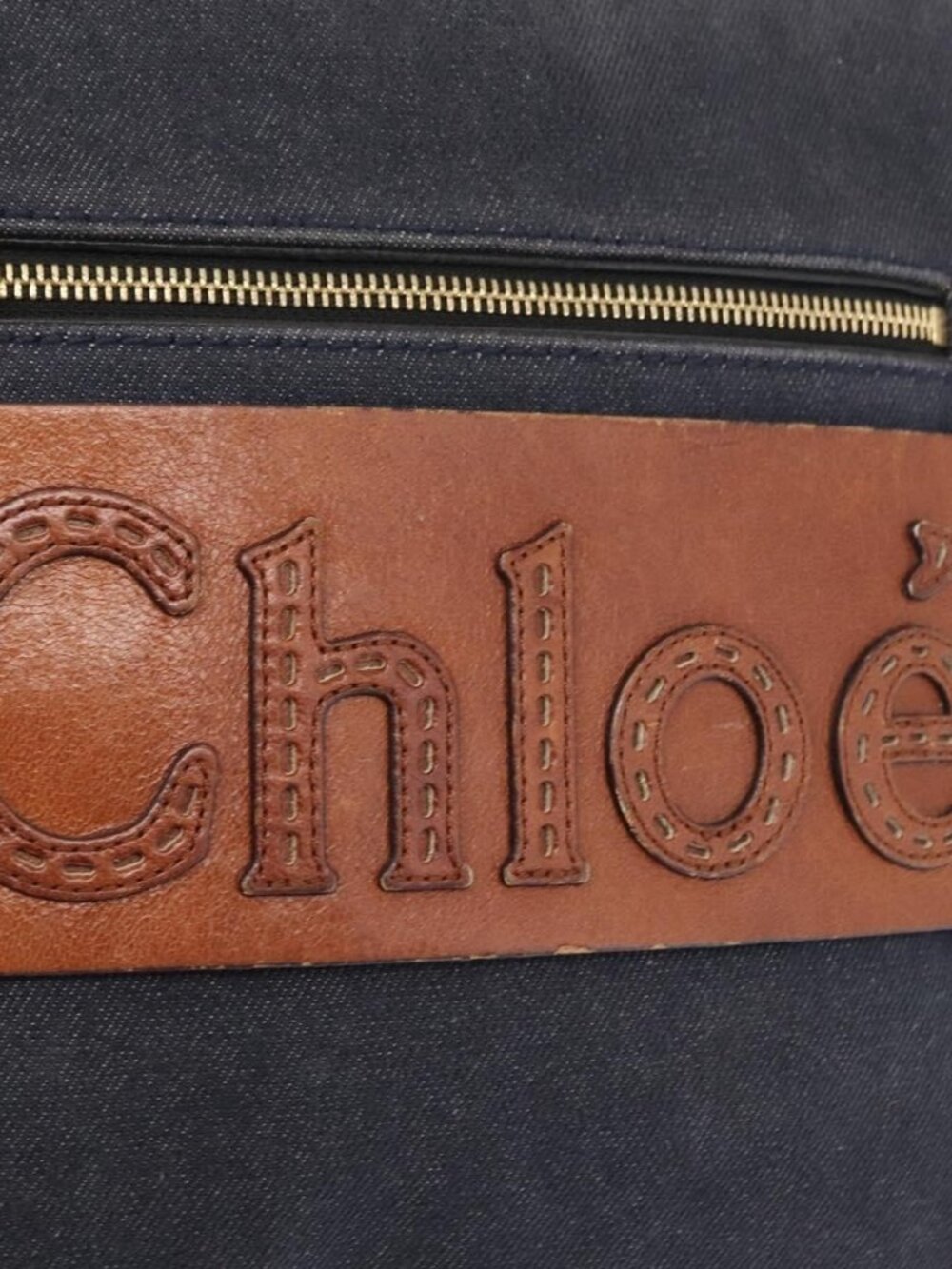 Authentic Chloe Shoulder Bag Denim Blue Gold - Picture 6 of 16
